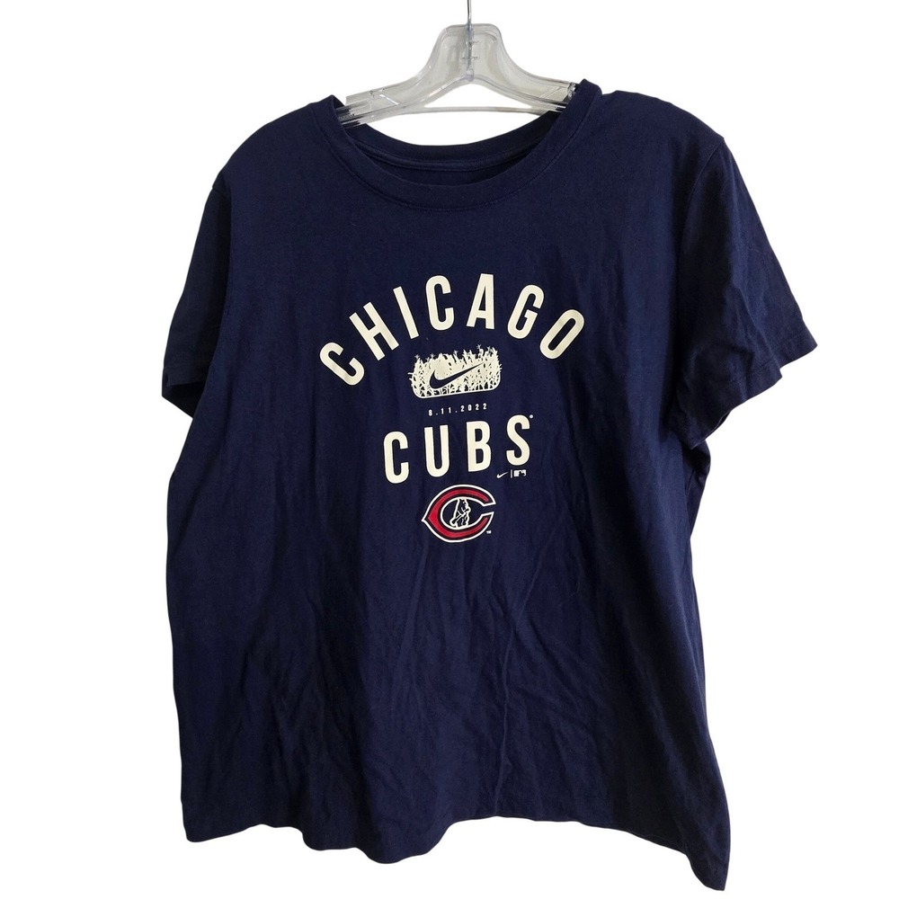 Nike Chicago‎ Cubs T Shirt Womens XL Navy MLB Baseball Tee Standard Fit